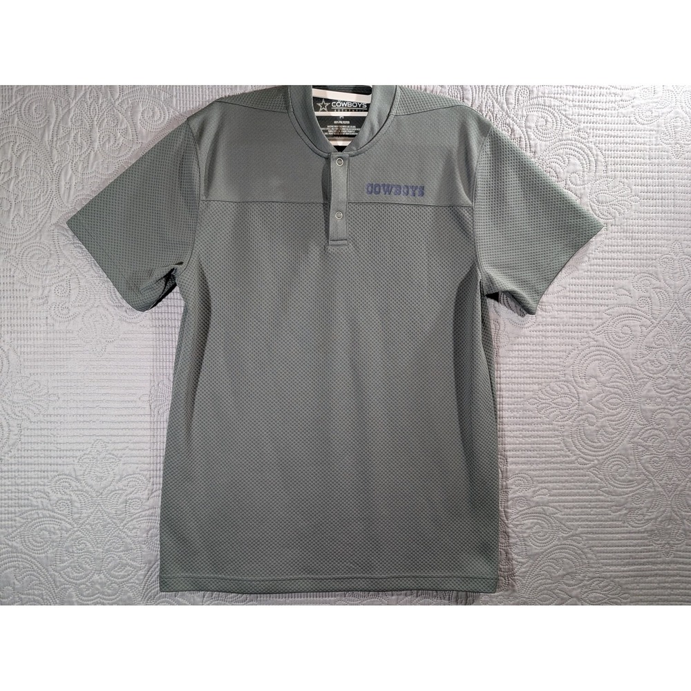 Dallas Cowboys Shirt Mens Medium Gray NFL Football Polyester Authentic Cowboys